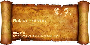 Maksa Ferenc névjegykártya